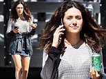 142872, EXCLUSIVE: Emmy Rossum drinks a La Croix sparkling water while on break from filming the TV show 'Shameless' in LA. Los Angeles - Wednesday September 24, 2015. Photograph: Miguel Aguilar, © PacificCoastNews. Los Angeles Office: +1 310.822.0419 sales@pacificcoastnews.com FEE MUST BE AGREED PRIOR TO USAGE