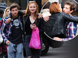 Exclusive Images of Game of Thrones actress Sophie Turner with actor Tye Sheridan of X-men fame . The pair/couple had lunch together at Nando's  on Berners street before walking arm in arm down Oxford street .