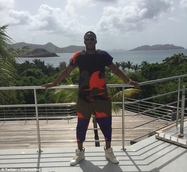 The 29-year-old, who has two caps for France, wore this flamboyant outfit whilst on holiday