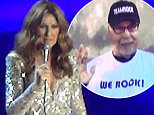 EXCLUSIVE. Coleman-Rayner. \nLas Vegas, NV, USA. September 12, 2015.\nCeline Dion pays tribute to her terminally ill husband/manager RenÈ AngÈlil during a concert at Caesars Palace Las Vegas Hotel and Casino. Ms Dion flashed unseen family photographs up on the big screen including one of husband Rene waving which received applause from Dion's fans. Pictured also are aerial photographs of the couples' Las Vegas home which is situated in a prestigious private golf course community. In a recent interview the French-Canadian songstress stated that her husband who is battling cancer 'hopes to die in her arms'. \nCREDIT LINE MUST READ: Anthony Taafe/Coleman-Rayner\nTel US (001) 310-4744343- office \nTel US (001) 323 5457584 - cell\nwww.coleman-rayner.com