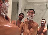 Cristiano Ronaldo shaving with friends