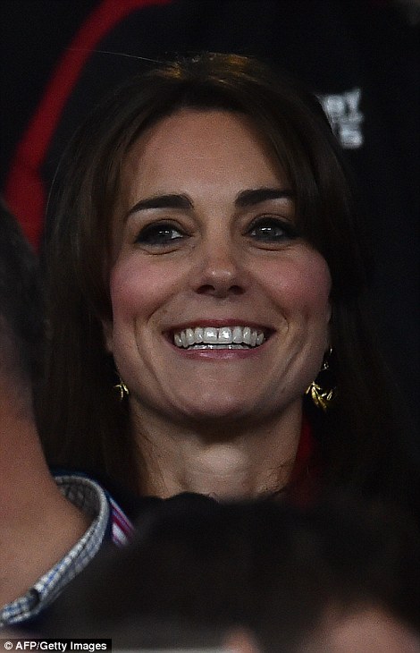 Kate beams as she soaks up the pre-match atmosphere