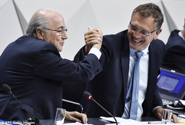 Secretary general Jerome Valcke (right) was suspended from FIFA amid investigations into ticket deals