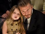 LOS ANGELES, CA - APRIL 16:  Harper Beckham (L) and David Beckham attend the Burberry "London in Los Angeles" event at Griffith Observatory on April 16, 2015 in Los Angeles, California.  (Photo by Jeff Vespa/Getty Images for Burberry)