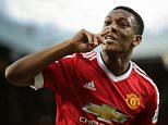 MANCHESTER, ENGLAND - SEPTEMBER 12:  Anthony Martial of Manchester United celebrates after scoring a goal to make it 3-1 on his debut  during the Barclays Premier League match between Manchester United and Liverpool on September 12, 2015 in Manchester, United Kingdom.  (Photo by Matthew Ashton - AMA/Getty Images)