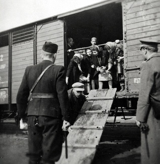 Last journey: Mr Lamm's grandparents and great uncle, Felix, were taken to Auschwitz where they had their heads shaved and were executed within hours of arrival