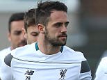 LIVERPOOL, ENGLAND - SEPTEMBER 30:  Danny Ings and James Milner warms up with head of fitness and conditioning Ryland Morgans during a Liverpool FC training session at Melwood Training Ground on September 30, 2015 in Liverpool, England.  (Photo by Jan Kruger/Getty Images)