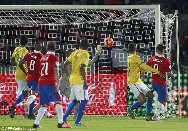 Vargas swept in Matias Fernandez's free-kick via the weak fingertips of Brazilian goalkeeper Jefferson