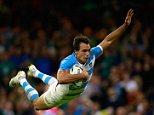 CARDIFF, WALES - OCTOBER 18:  Juan Imhoff of Argentina dives over the line to score his team's fourth try during the 2015 Rugby World Cup Quarter Final match between Ireland and Argentina at the Millennium Stadium on October 18, 2015 in Cardiff, United Kingdom.  (Photo by Phil Walter/Getty Images)