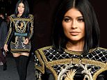 Kylie Jenner looks stunning in a Balmain dress while heading to the H&M Balmain show on Wall St in NYC.\n\nPictured: Kylie Jenner\nRef: SPL1156615  201015  \nPicture by: Splash News\n\nSplash News and Pictures\nLos Angeles: 310-821-2666\nNew York: 212-619-2666\nLondon: 870-934-2666\nphotodesk@splashnews.com\n