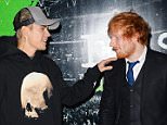 LONDON, ENGLAND - OCTOBER 22:  Justin Bieber (L) and Ed Sheeran attend the World Premiere of "Ed Sheeran: Jumpers For Goalposts" at Odeon Leicester Square on October 22, 2015 in London, England.  
Pic Credit: Dave Benett