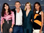 (left to right) Monica Bellucci, Daniel Craig, Lea Seydoux and Naomie Harris attending the Spectre photocall, held at the Corinthia Hotel ballroom, Whitehall Pl, London. PRESS ASSOCIATION Photo. See PA story SHOWBIZ Bond. Picture date: Thursday October 22nd, 2015. Photo credit should read: Ian West/PA Wire