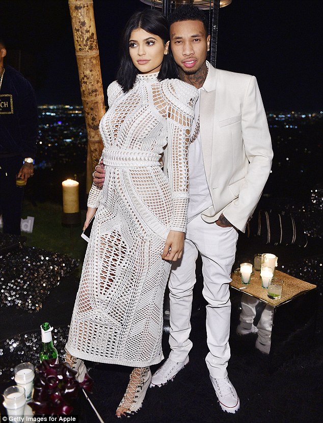 Lovebirds: Kylie and Tyga coordinated outfits for Olivier Rousteing's birthday party on Friday night