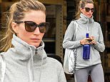 EXCLUSIVE TO INF. \nNovember 19, 2015: Gisele Bundchen leaves the gym in Boston, Massachusetts this morning after a tough workout. Bundchen can be seen with sweat stains on her leggings.\nMandatory Credit: INFphoto.com Ref: infusbo-10