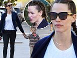 Please contact X17 before any use of these exclusive photos - x17@x17agency.com   Jennifer Garner sports braided hair during a morning coffee run to Le Pain Quotidien with son Samuel. November 20, 2015 X17online.com EXCLUSIVE