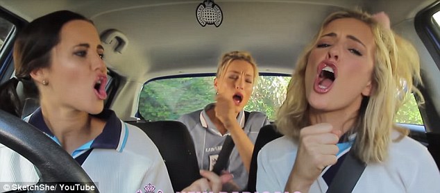 Oops they did it again: The trio appeared to draw inspiration from Britney Spears as they wore school uniforms in the car
