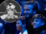 LONDON, ENGLAND - NOVEMBER 21:  David Beckham (C) and his sons, Cruz (L) and Romeo (R) attend the men's singles semi final between Rafael Nadal of Spain and Novak Djokovic of Serbia on day seven of the Barclays ATP World Tour Finals at the O2 Arena on November 21, 2015 in London, England.  (Photo by Julian Finney/Getty Images)