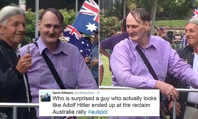 Adolf Hitler impersonator spotted at Reclaim Australia's anti-Islam protest in Brisbane