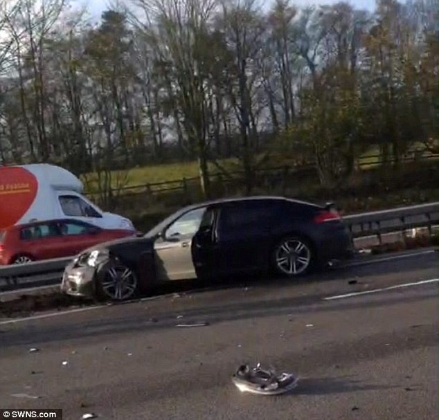 AP McCoy's £60,000 Porsche Panamera was written off following the incident on the M4