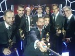 Winners pose for a selfie after the awards but Sergio Ramos, who won defender of the year and accepted the fan-voted prize on behalf of Cristiano Ronaldo, was a notable absentee