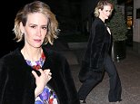 UK CLIENTS MUST CREDIT: AKM-GSI ONLY\nEXCLUSIVE: New York, NY - Sarah Paulson is seen out and about in New York City. The actress is carrying a Healthmate Forever box. Sarah Paulson shared some love for her girlfriend Holland Taylor on Sunday. Paulson went to watch Taylor perform in the comedy Ripcord at the Manhattan Theater Club on Sunday afternoon, and the 40-year-old AHS star couldn't contain her excitement over the 72-year-old actress' dynamic stage presence. "@HollandTaylor You sure are a genius. #favoriteactress," Sarah tweeted.\n\nPictured: Sarah Paulson\nRef: SPL1191988  071215   EXCLUSIVE\nPicture by: AKM-GSI / Splash News\n\n
