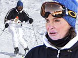 EXCLUSIVE: Caitlyn Jenner ski's on Mammoth mountain while filming scenes for 'I Am Cait'. Caitlyn and the film crew battled an early morning storm to film scenes for the reality show. Jenner,who wore a one piece ski suit, was joined by her friend Candis Cayne for the short trip to Mammoth Lakes, CA.