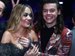 *** MANDATORY BYLINE TO READ: Syco / Thames / Corbis ***
The X Factor Series Finals, London, United Kingdom - 13 December 2015

Pictured: Nick Grimshaw, Rita Ora, Harry Styles
Ref: SPL1195682  131215  
Picture by: Syco/Thames/Corbis/Dymond