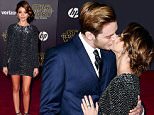 HOLLYWOOD, CA - DECEMBER 14:  Actors Dominic Sherwood (L) and Sarah Hyland attend the premiere of Walt Disney Pictures and Lucasfilm's "Star Wars: The Force Awakens" at the Dolby Theatre on December 14th, 2015 in Hollywood, California.  (Photo by Jason Merritt/Getty Images)