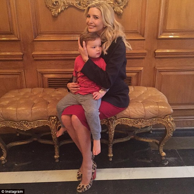 Momma's boy: Before heading to work, Ivanka cuddled her two-year-old son Joseph in this heartwarming snap
