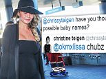 Picture Shows: Chrissy Teigen  December 25, 2015\n \n Pregnant model Chrissy Teigen and her musician husband John Legend were spotted departing from LAX in Los Angeles, California. The pair just announced that they are having a baby girl.\n \n Non Exclusive\n UK RIGHTS ONLY\n \n Pictures by : FameFlynet UK © 2015\n Tel : +44 (0)20 3551 5049\n Email : info@fameflynet.uk.com