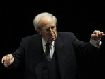 FILE - In this Dec.20, 2011 file photo, French conductor and composer Pierre Boulez conducts the Paris Orchestra at the Louvre museum in Paris. Boulez has died, Paris Philharmonic says Wednesday Jan.6, 2016. He was 90.(AP Photo/Christophe Ena, File)