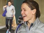eURN: AD*192223803

Headline: A very happy Jennifer Garner wraps up at the Gym
Caption: 5.JANUARY.2016 ñ BRENTWOOD ñ USA
*** STRICTLY AVAILABLE FOR UK AND GERMANY USE ONLY ***
BRENTWOOD, CA - JENNIFER GARNER IS PURE JOY AS WE SPOT HER EXITING HER FAVORITE GYM ON THIS RAINY MONDAY. ESTRANGED SPOUSES BEN AFFLECK AND JENNIFER GARNER SPENT SOME TIME TOGETHER OVER THE WEEKEND. THE TWO ATTENDED A FUNERAL IN LOS ANGELES ON SATURDAY IN WHAT WAS ONE OF THE FEW TIMES THEY'VE BEEN SEEN TOGETHER WITHOUT THEIR THREE CHILDREN SINCE THEY ANNOUNCED THEY WERE DIVORCING IN JUNE. SINCE AFFLECK, 43, SPLIT WITH GARNER, HE STILL LIVES AT THE FAMILY'S GUEST HOUSE ON THEIR SPRAWLING L.A. ESTATE IN AN EFFORT TO REMAIN CLOSE TO HIS THREE CHILDREN.
BYLINE MUST READ : AKM-GSI-XPOSUREPHOTOS.COM
***UK CLIENTS - PICTURES CONTAINING CHILDREN PLEASE PIXELATE FACE PRIOR TO PUBLICATION ***
*UK CLIENTS MUST CALL PRIOR TO TV OR ONLINE USAGE PLEASE TELEPHONE 0208 344 2007*

Photographer: AKM-GSI-XPOSUREPHOTOS.COM

Loaded