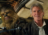 This photo provided by Lucasfilm shows Peter Mayhew as Chewbacca and Harrison Ford as Han Solo in "Star Wars: The Force Awakens."  (Film Frame/Lucasfilm via AP)