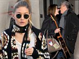 PARIS, FRANCE - JANUARY 20:  Carla Bruni and Gigi Hadid leave a recording studio together on January 20, 2016 in Paris, France.  (Photo by Pierre Suu/GC Images)