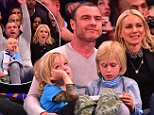 NEW YORK, NY - JANUARY 22:  Samuel Schreiber, Liev Schreiber, Alexander Schreiber and Naomi Watts attend the Los Angeles Clippers vs New York Knicks game at Madison Square Garden on January 22, 2016 in New York City.  (Photo by James Devaney/GC Images)