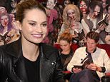LOS ANGELES, CA - JANUARY 24:  (L-R) Actors Lily James, Douglas Booth, Bella Heathcote and Matt Smith appear at a meet and greet for Screen Gems' "Pride and Prejudice and Zombies" at Hot Topic on January 24, 2016 in Los Angeles, California.  (Photo by Kevin Winter/Getty Images)
