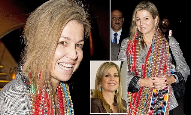Queen Maxima of the Netherlands goes make-up free as she arrives in Pakistan