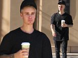 Beverly Hills, CA - Justin Bieber stops by Bouchon for a coffee on Monday. The singer wore a black monochrome casual look paired with tan Yeezy Boost 350s on a hot LA day as temperatures reach the low 90s. \n  \nAKM-GSI        February 8, 2016\nTo License These Photos, Please Contact :\nSteve Ginsburg\n(310) 505-8447\n(323) 423-9397\nsteve@akmgsi.com\nsales@akmgsi.com\nor\nMaria Buda\n(917) 242-1505\nmbuda@akmgsi.com\nginsburgspalyinc@gmail.com