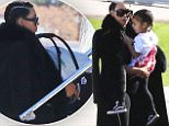 Kim Kardashian catches a private flight to take Saint and Nori to NYC. February 9, 2016 X17online.com
