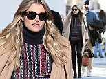 February 20, 2016: Model Jessica Hart, who recently had lazer eye surgery, and her fianc¿© Stavros Niarchos have lunch with friends at Bar Pitti in New York City, New York.\nMandatory Credit: INFphoto.com Ref: infusny-198