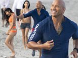 The Rock Dwayne Johnson admires bikini-clad girls on the beach as he films scenes for the new movie Baywatch in Boca Raton, Florida. Rock was running at sunset and even made a grab for one of the girls as she jogged past.\n\nRef: SPL1239175  010316  \nPicture by: Splash News\n\nSplash News and Pictures\nLos Angeles: 310-821-2666\nNew York: 212-619-2666\nLondon: 870-934-2666\nphotodesk@splashnews.com\n