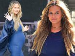 Picture Shows: Chrissy Teigen  March 01, 2016\n \n Pregnant model Chrissy Teigen shows off her baby bump while heading to 'Live with Kelly & Michael' in New York City. Chrissy looked stunning in a form-fitted dress and long silk robe.\n \n Non Exclusive\n UK RIGHTS ONLY\n \n Pictures by : FameFlynet UK © 2016\n Tel : +44 (0)20 3551 5049\n Email : info@fameflynet.uk.com