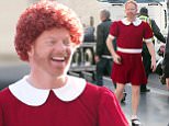 148904, EXCLUSIVE: The sun is out today on the 'Modern Family' set as Jesse Tyler Ferguson dresses as Annie in scenes for the hit show filming on the historic Hollywood Blvd Walk of Fame in LA. Los Angeles, California - Wednesday March 2, 2016. Photograph: © PacificCoastNews. Los Angeles Office: +1 310.822.0419 sales@pacificcoastnews.com FEE MUST BE AGREED PRIOR TO USAGE