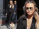 March 3, 201: Pregnant Chrissy Teigen & John Legend are seen stepping out on a chilly day in NYC, with they're pooch friend.\nMandatory Credit: Peter Cepeda/INFphoto.com Ref.: infusny-259
