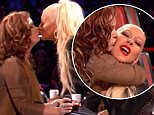 Christina Aguilera kissing a contestant on The Voice\n