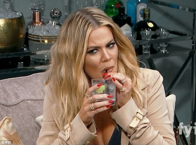 Drink up: Khloe sipped on a cocktail while hosting her new show