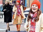 Manhattan, NY - Keira Knightley was spotted filming the upcoming film, Collateral Beauty, with her many famous co-stars. Edward Norton and the actress were seen filming a few scenes out in the streets of the Big Apple. Knightley looked cute and dainty bundled up in Spring prints and bright colors. She seemed happy and excited to be on set with Norton. \n  \nAKM-GSI       March 4, 2016\nTo License These Photos, Please Contact :\nSteve Ginsburg\n(310) 505-8447\n(323) 423-9397\nsteve@akmgsi.com\nsales@akmgsi.com\nor\nMaria Buda\n(917) 242-1505\nmbuda@akmgsi.com\nginsburgspalyinc@gmail.com