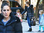 149053, EXCLUSIVE: Jessica Parker and her adorable daughters Tabitha and Marion are seen leaving home in West Village, NYC. New York - Saturday march 5, 2016. Photograph: © PacificCoastNews. Los Angeles Office: +1 310.822.0419 sales@pacificcoastnews.com FEE MUST BE AGREED PRIOR TO USAGE