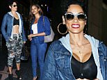 Hollywood, CA - Nicole Murphy and Claudia Jordan are all smiles after a sushi dinner at Katsuya in Hollywood. Nicole still wears sunglasses to cover up her sty.\nAKM-GSI         March 10, 2016\nTo License These Photos, Please Contact :\nSteve Ginsburg\n(310) 505-8447\n(323) 423-9397\nsteve@akmgsi.com\nsales@akmgsi.com\nor\nMaria Buda\n(917) 242-1505\nmbuda@akmgsi.com\nginsburgspalyinc@gmail.com