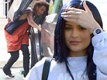 Kylie Jenner wears a fresh set of Pumas out, as her contract with the atheletic line has started, and her hair with a dark purple dye, to a lunch date with a mystery man. Jaden Smith, also at the restaurant Le Pain Quotidian, leaves shortly after them. Saturday, March 12, 2016  X17online.com